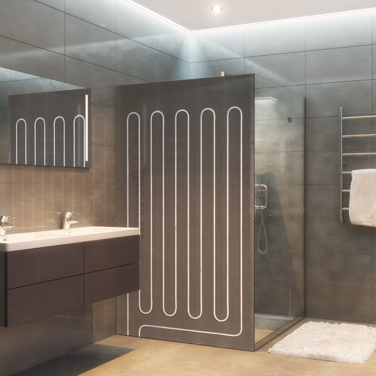 Wedi Gefreesd Verwarmde Douchewand incl. Leidingen